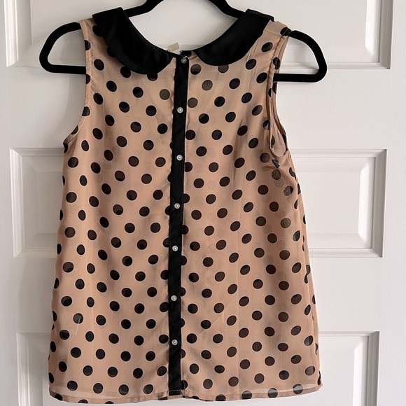 Polkadot sleeveless sheer top blouse with back buttons size Small - Picture 2 of 7